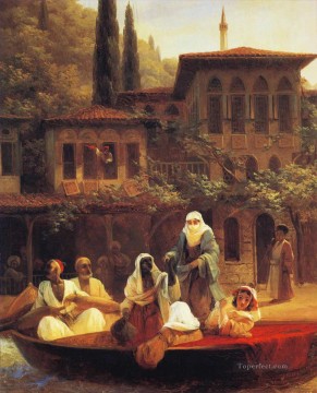 イワン・コンスタンティノヴィチ・アイヴァゾフスキー Painting - コンスタンティノープルのクムカピによるボートに乗る イワン・アイヴァゾフスキー